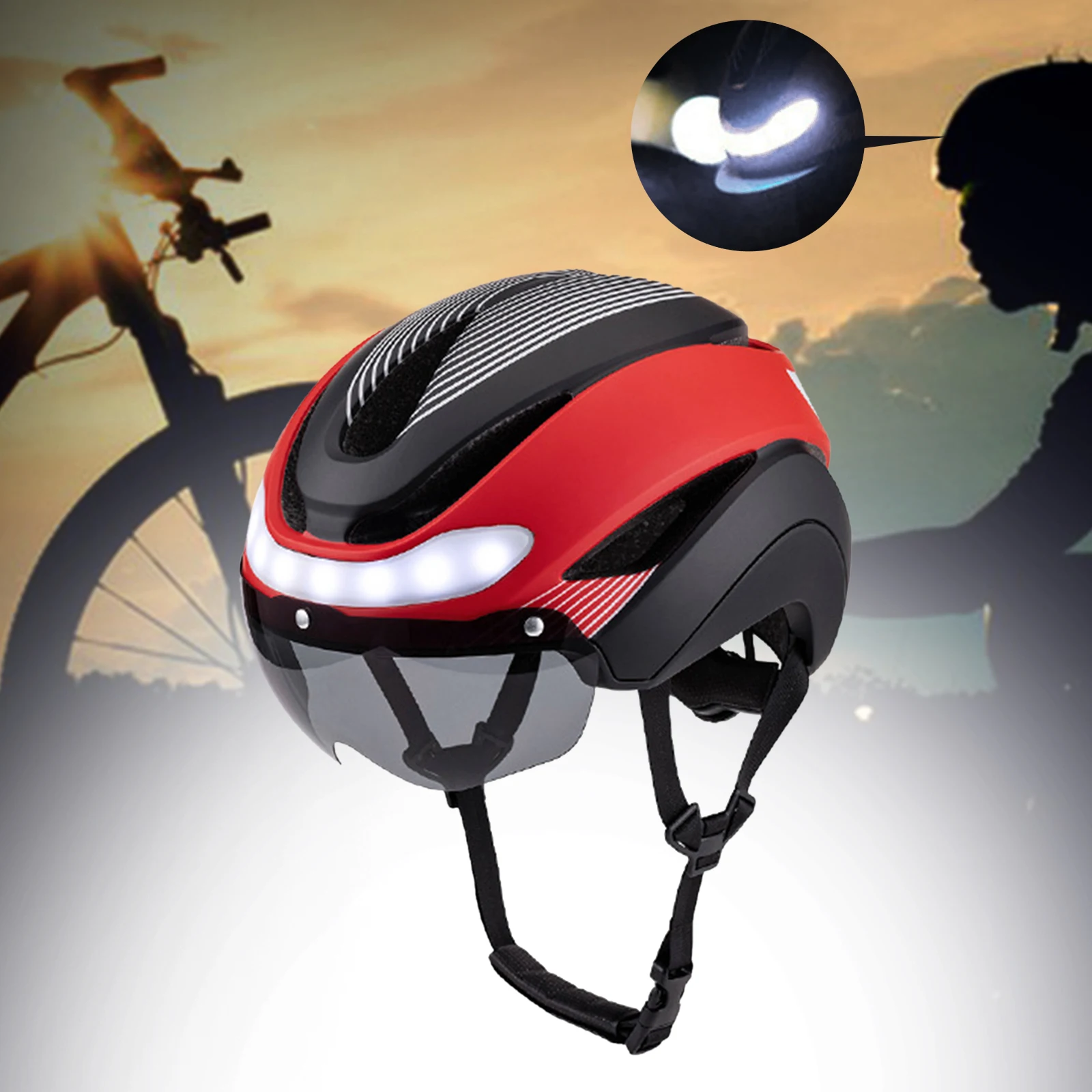 Description Picture 6 of itemBike Helmet with Light Sports Helmet w/ Adjustable Chin Strap for Outdoor Sports Riding Skateboard Skating