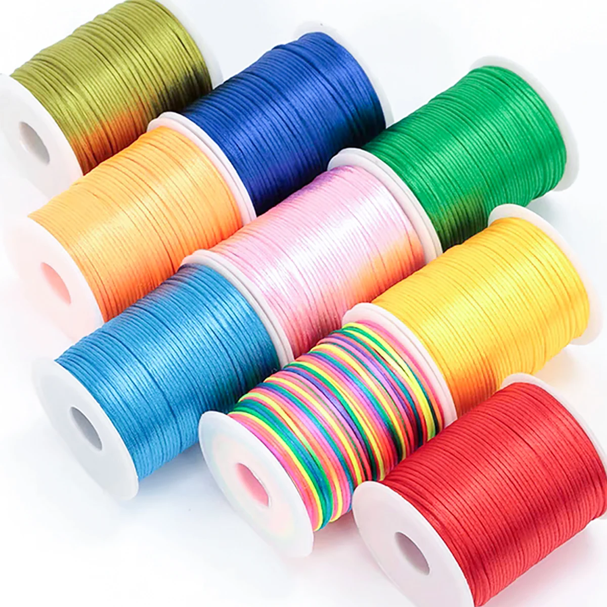 Nylon Satin Cord Chinese Knot Thread Bracelet Braided Macrame Silk Satin Rat Tail Rope For Jewelry Line Crafts 1.5mm/Roll