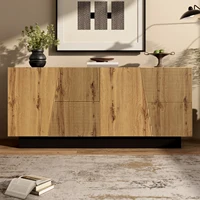 Anajqaqia Armoire de rangement 160 cm, buffet avec grand espace de rangement, design géométrique et étagère réglable 1
