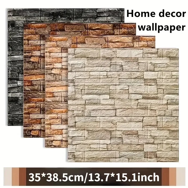 

38.5cm*35cm 3d Self-adhesive Panels PVC Living Room Decoration Home Wallpaper Brick Pattern Waterproof Wall Sticker Foam