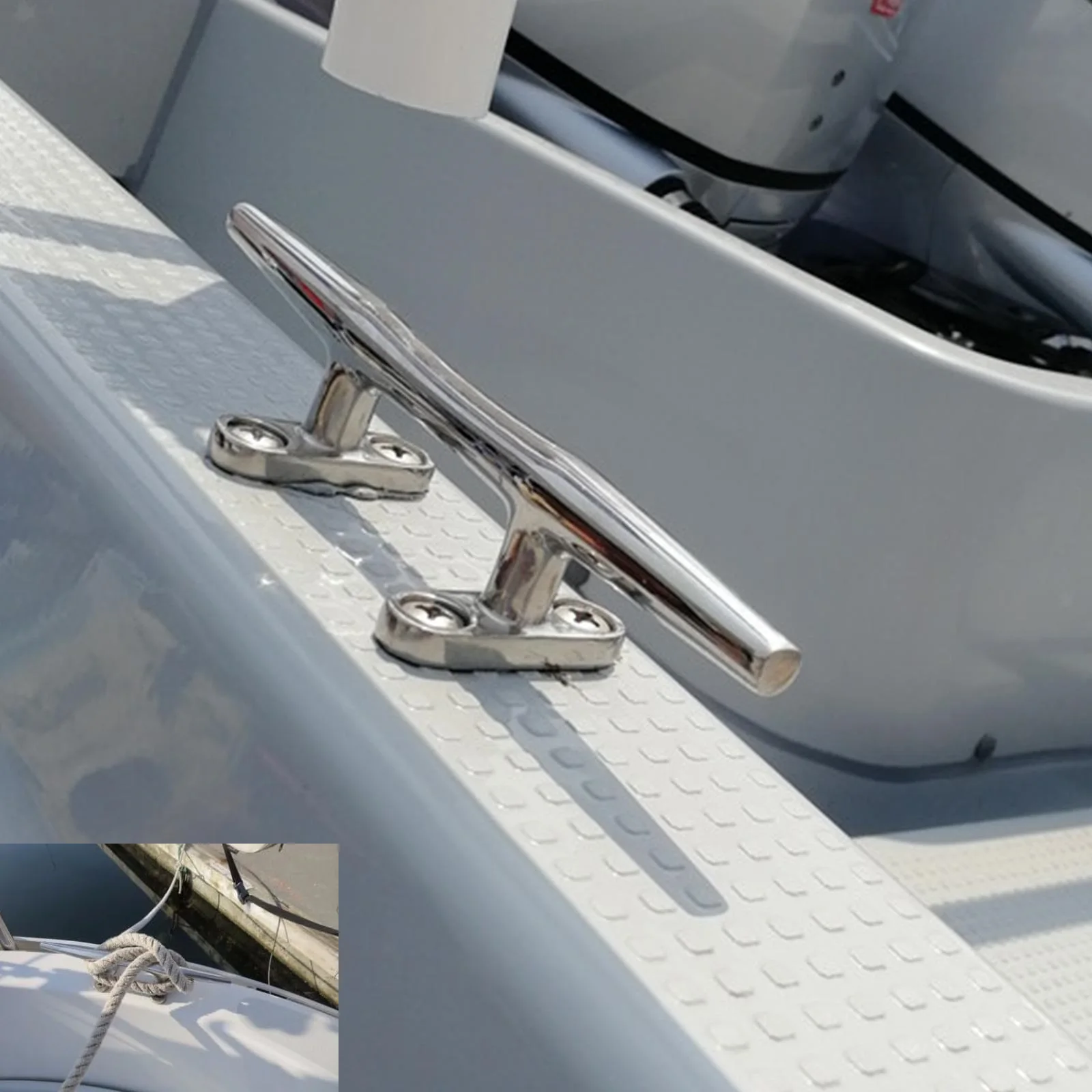 1Piece 316 Stainless Steel Rope Bar Deck Cleat For Yacht Boat High Polished Marine Hardware
