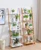 5-Tier Bamboo Ladder Shelf - Leaning Wall Design - Multi-Purpose Storage for Indoor/Outdoor - White Finish - Space-Saving Displa 2