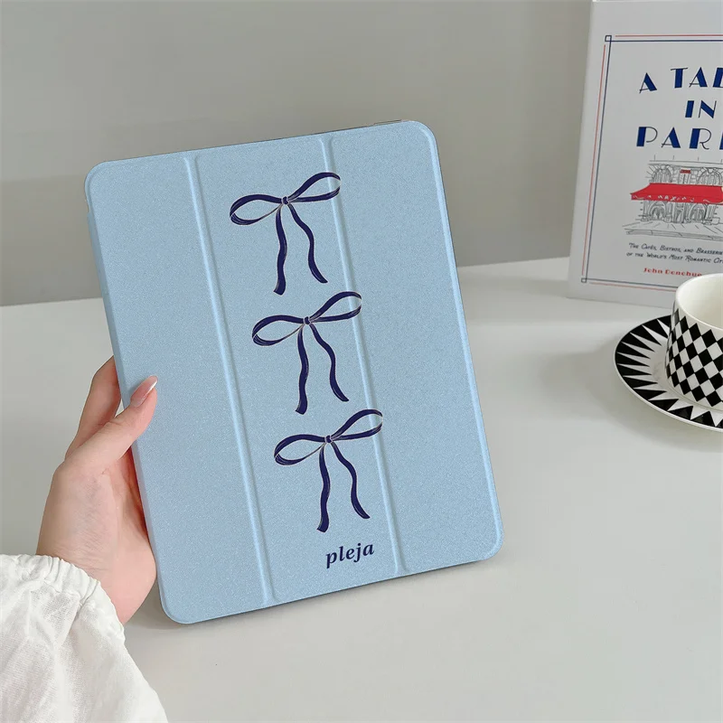 Korean-Style Cute Bow Tablet Case with Pencil Slot Holder