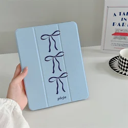Korean - Style Cute Bow Tablet Case with Pencil Slot Holder for iPadPro2024 - 11inch (WN334)