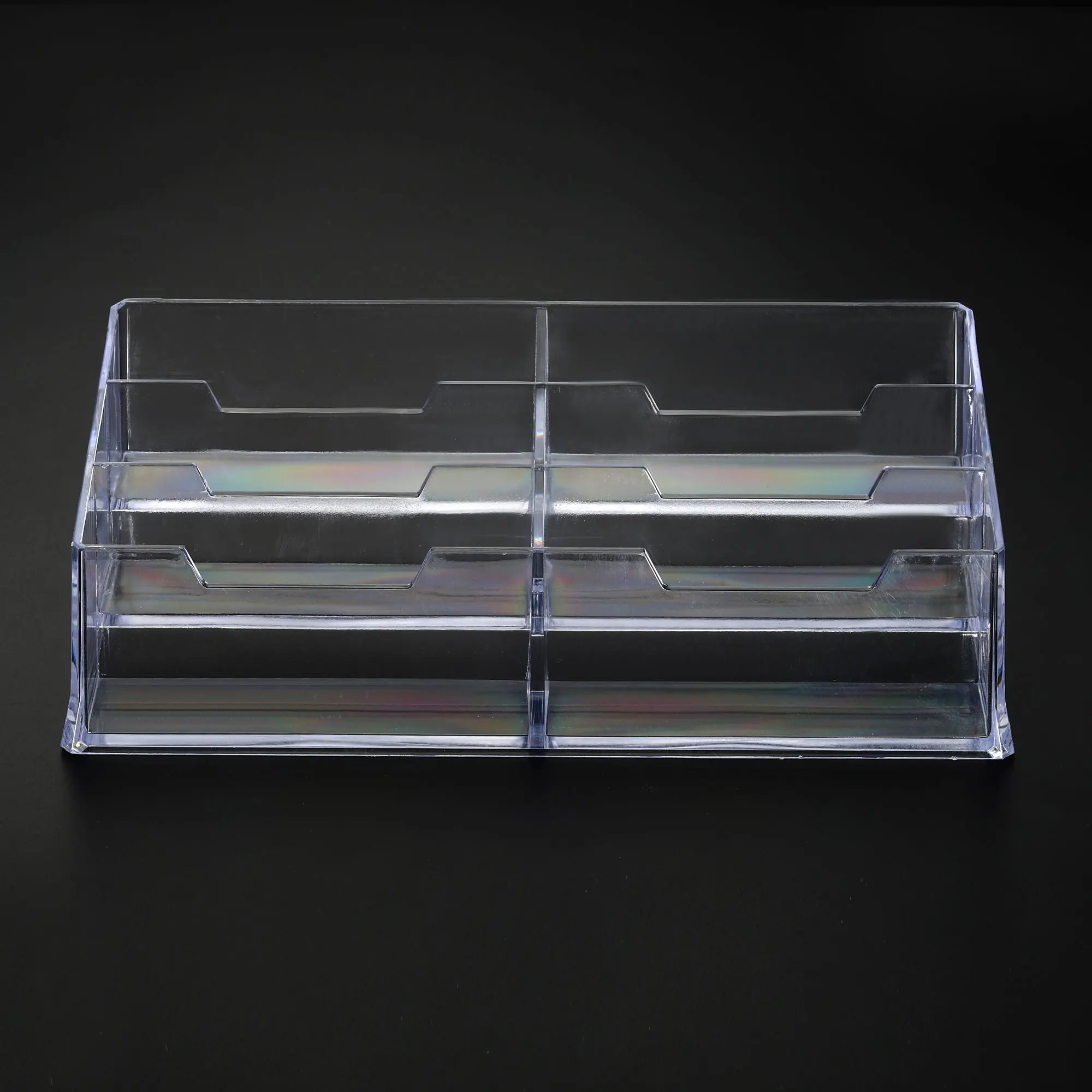Plastic Business Card Holder 1/2/3/6 Slot Desktop Name Cards Display Stand Card Case Box for Office Desk Fits 60 Business Cards 5