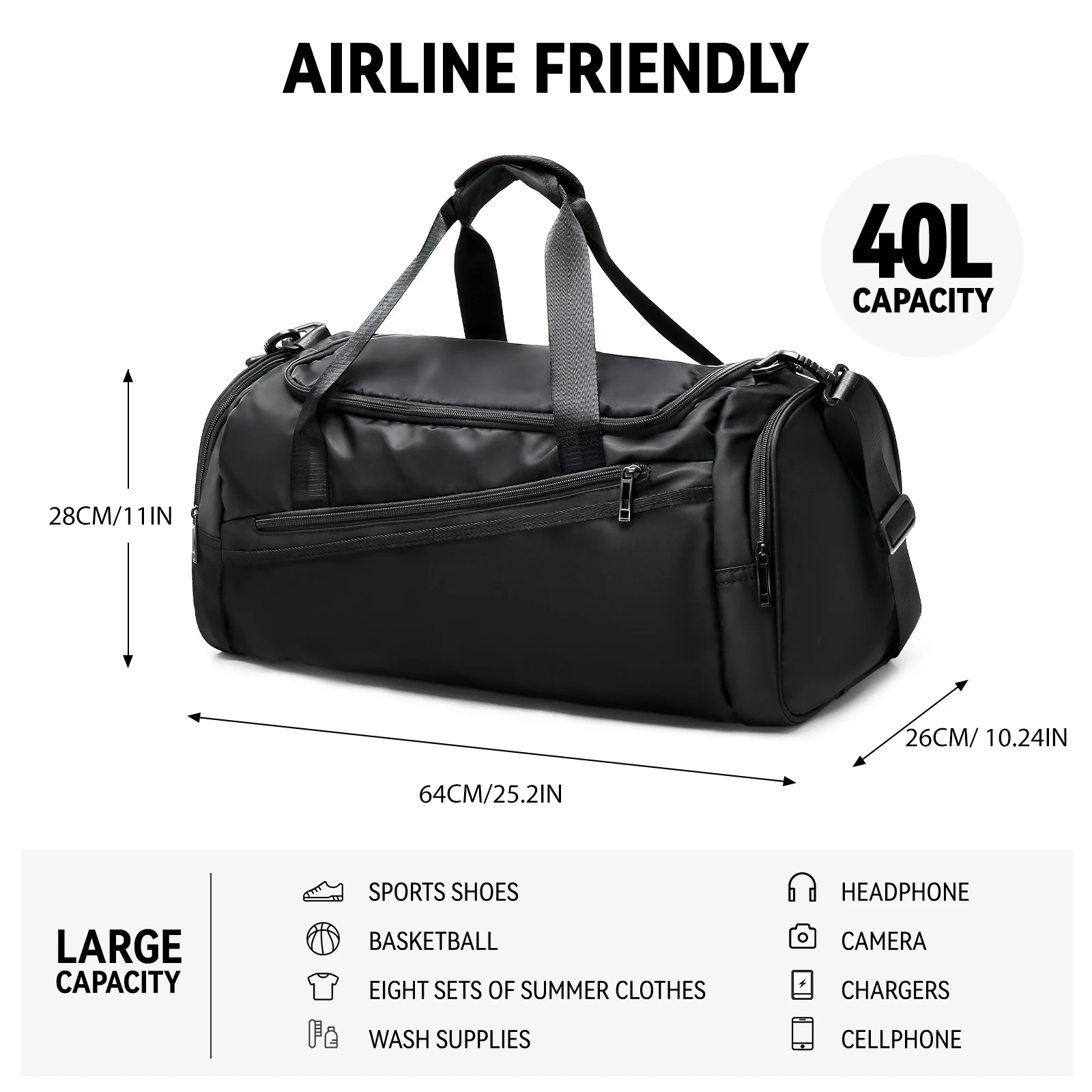Borsa sportiva da palestra da uomo e da donna