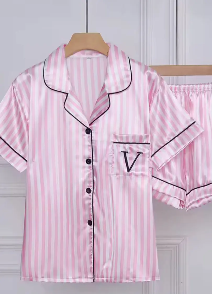 Satin Striped Summer Pajama Set for Women photo review