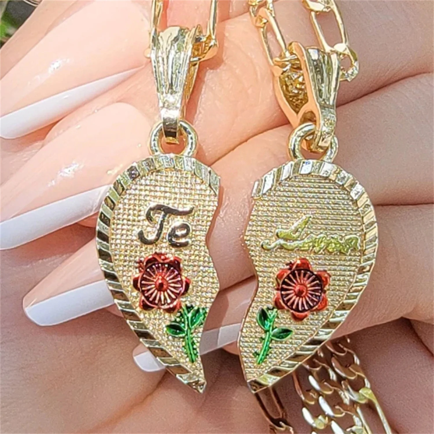 Charm Pendant Te Amo Couple Necklace TE AMO