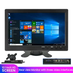 Moniteur de voiture avec HDMI et VGA, écran TV, écran d'ordinateur, écran de document LCD, caméra de recul de voiture, système de sécurité domestique, 12V, 10.1 pouces