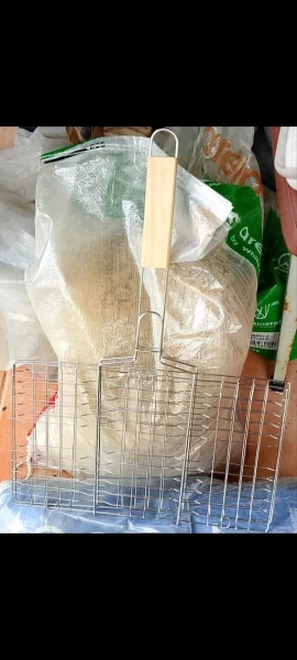 Grill Basket bbq net BBQ Basket Large Folding Grill Basket with Removable Handle.Grill Baskets for Outdoor Grill photo review