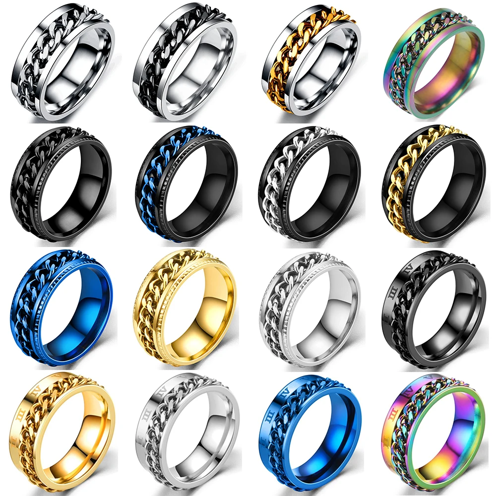 PAURO: Anillo Giratorio De Acero Inoxidable Pulido De 6 Mm Para Hombres