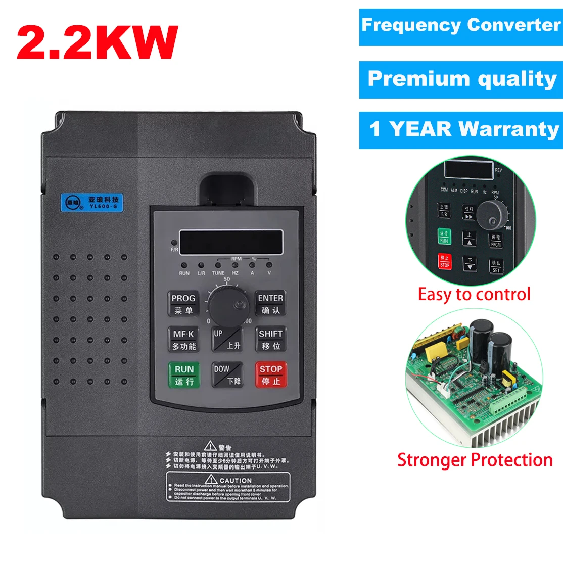 

2.2KW 3HP VFD Inverter Frequency Converter for Spindle Motor Speed Control Single-Phase Input 3 Phase Output Variable Frequency