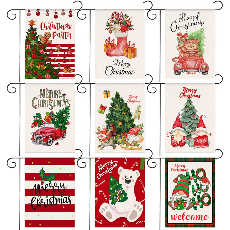 

Merry Christmas Dwarfs Red Cardinals Christmas Wreath Double Sided For Winter Holiday Outdoor Yard Decorative Flag