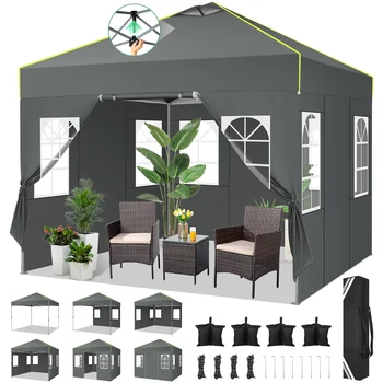 Gazebo pieghevole Gazebo pop-up 3x3m Tenda da festa invernale stabile impermeabile con tenda da giardino con protezione UV a 4 pareti laterali 1