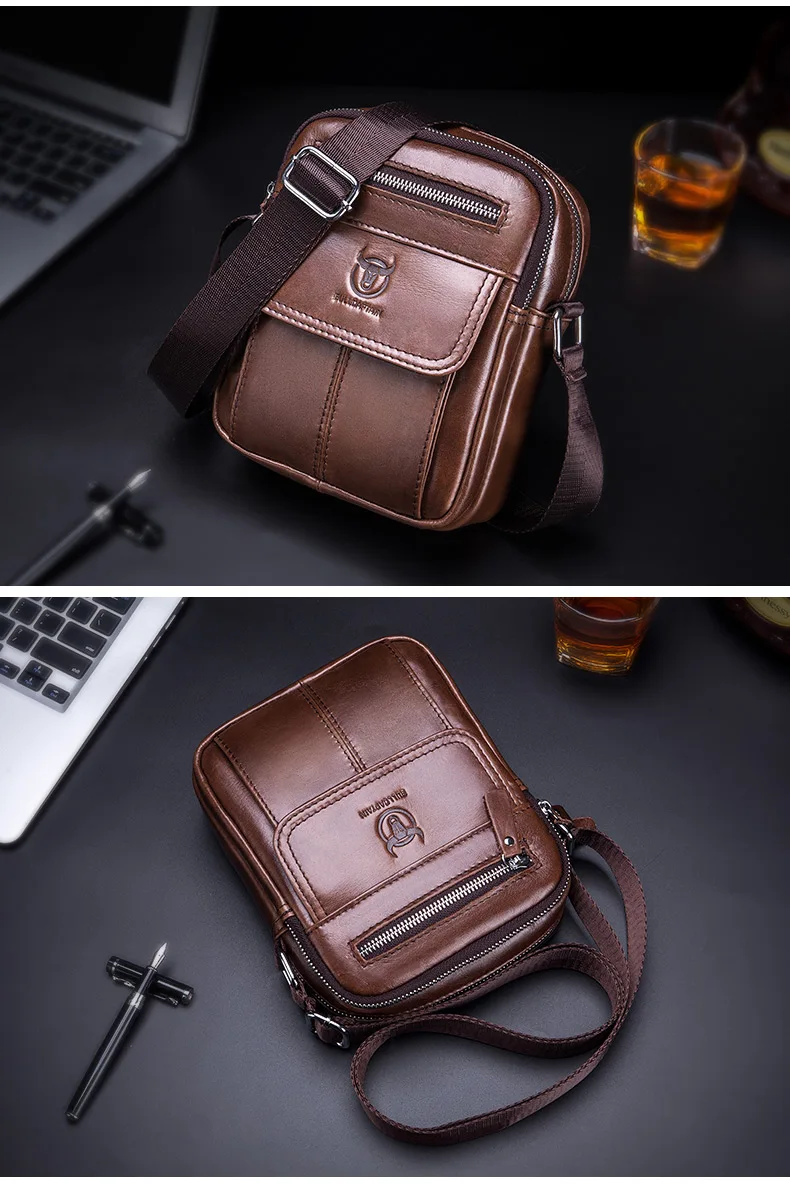 BULLCAPTAIN Herren-Umhängetasche aus Leder, Retro-Umhängetaschen, kleine Umhängetaschen, Geldbörsen, lässige Sling-Packung für Reisehandtasche – Detail 21
