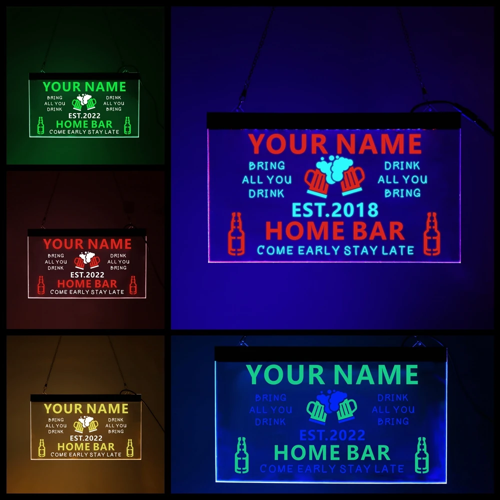 

Custom Text BAR Neon Signs Wall Lamp Personalized Beer Mug LED Home Bar Night Light for Shop Pub Store Game Birthday Party Decor