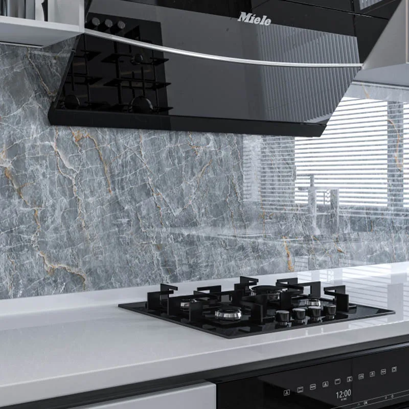 Wall stickers Kitchen wall sticker Decorative tile stickers 60cm*1m imitation marble pattern tile stickers waterproof cabinet refurbishment kitchen high temperature resistant oil stickers
