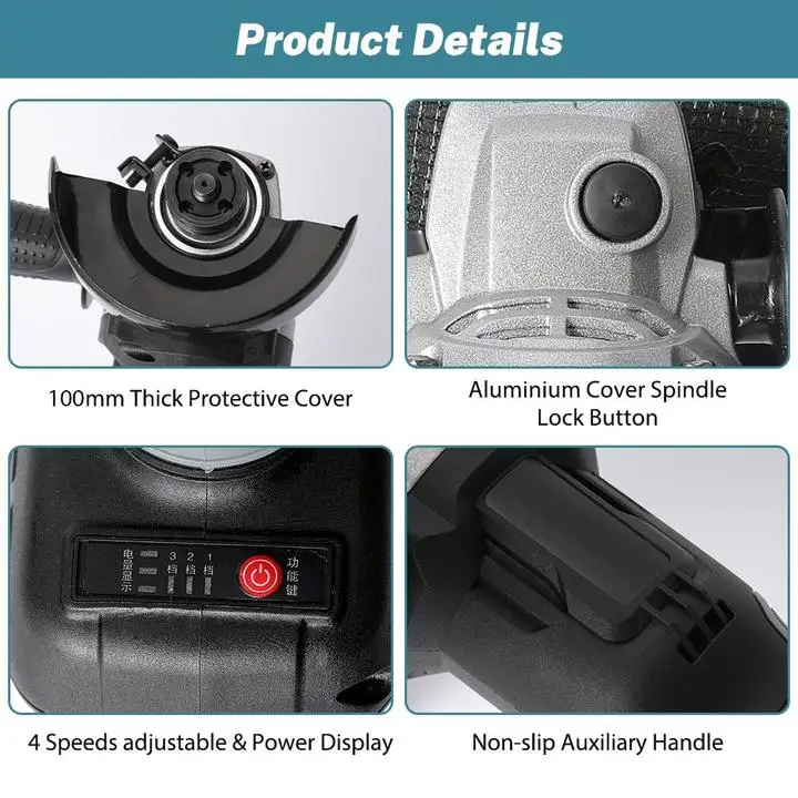 meuleuse d'angle sans balais de 125mm, coupe 21V, outil électrique portatif Rechargeable, Machine à polir pour batterie Aff23951d1aa1462b870a6d554015b99ba