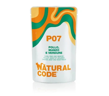 Natural Code Gatto Busta 70g P07 Pollo, Manzo e Verdure