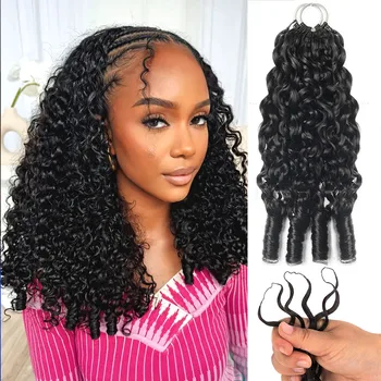 Miracle Knots Crochet Hair For Braiding Burmese Curly Boho Braids 100% Raw human hair Extensions Feathered Human Crochet Hairc 1