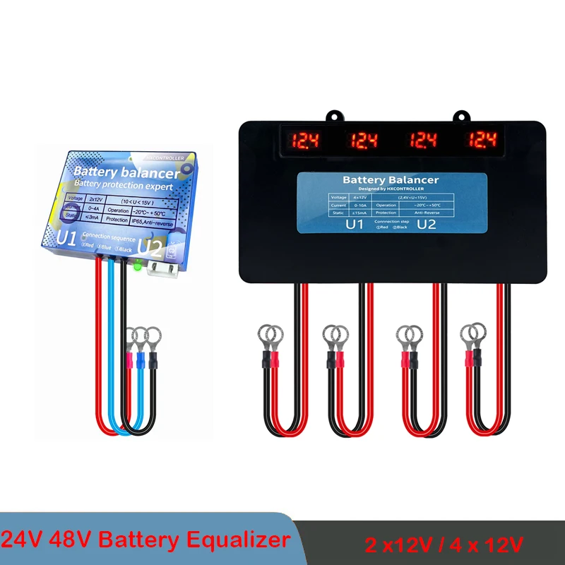 12V 24V 48V Batterie Equalizer Batterien Spannung Balancer Blei Säure  Batterie Ladegerät Regler Verbunden in serie Solar panel - AliExpress