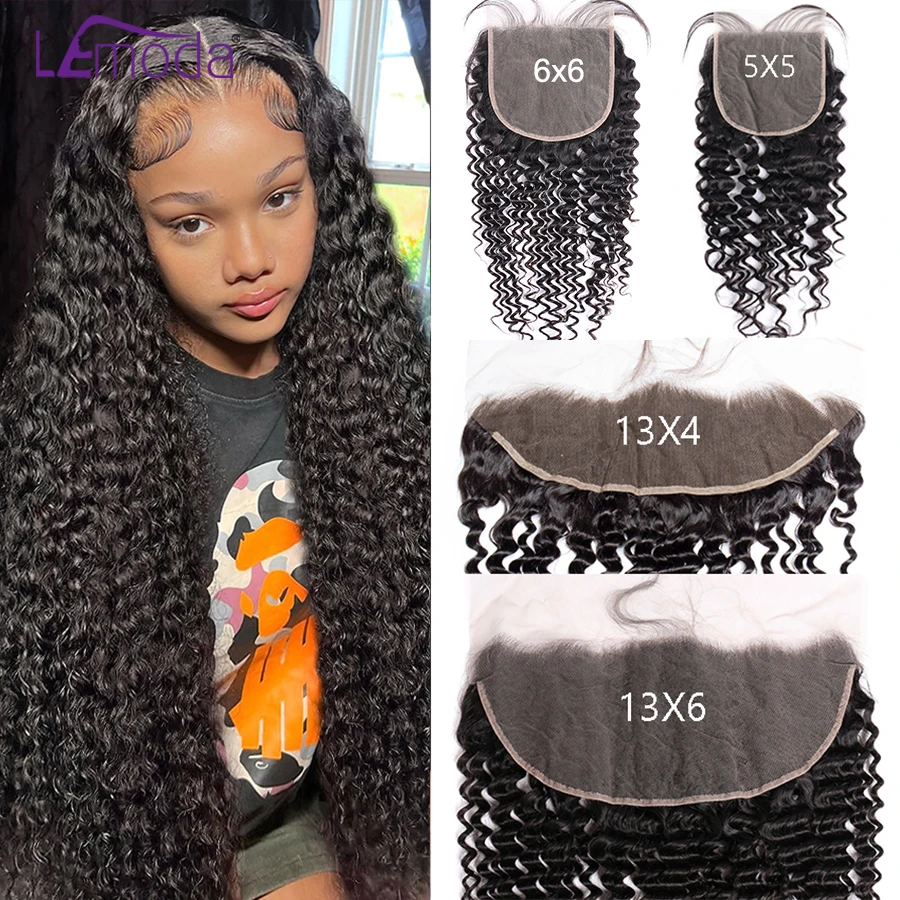 Curly Wave Lace Frontal Only 13x6 HD Lace 6x6 Closure Deep Wave 13x4 HD Transparent Frontal Human Hair Pre Plucked