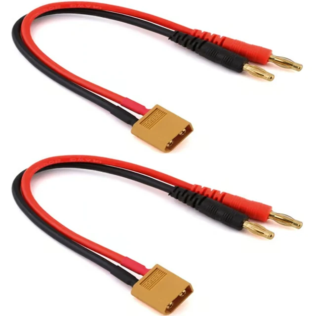 Zerone Câble De Charge XT60 Connecteur Mâle XT60 22cm Vers Fiche Banane 4mm Câble Adaptateur 12AWG Pour Chargeur De Batterie LiPo - Jeux - Jouets