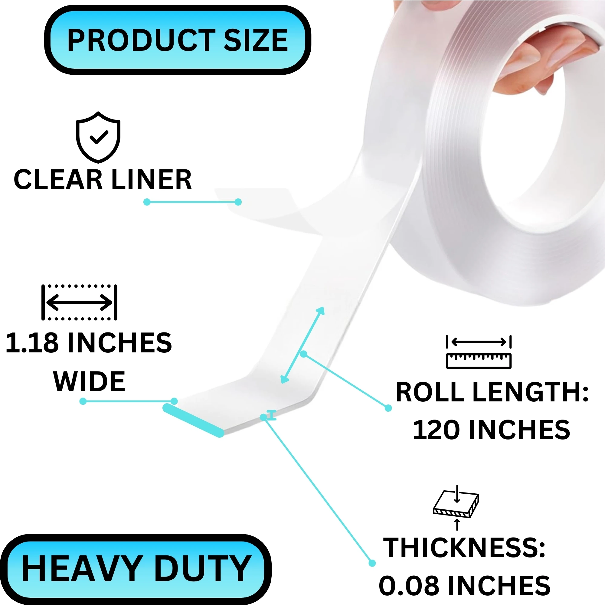 Double Sided Mounting Tape Heavy Duty Nano Two Sided Adhesive Strip for Wall Hanging-10 Feet