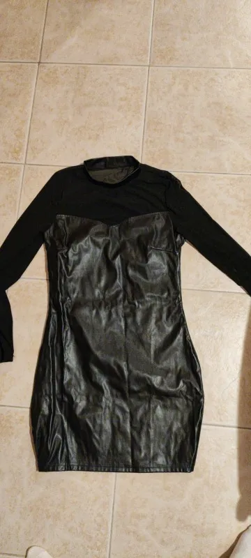 Chic Black Mesh Bodycon Mini Dress for Fall & Winter Nights photo review