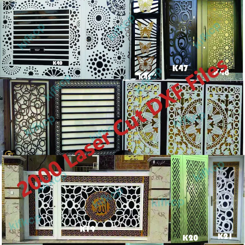 Laser Cut Designs Files 2000 Metal Door Home Garden Decor Sheet DXF Format 2D Vector Design CNC Laser Plasma Cutting Drawing Files Collection