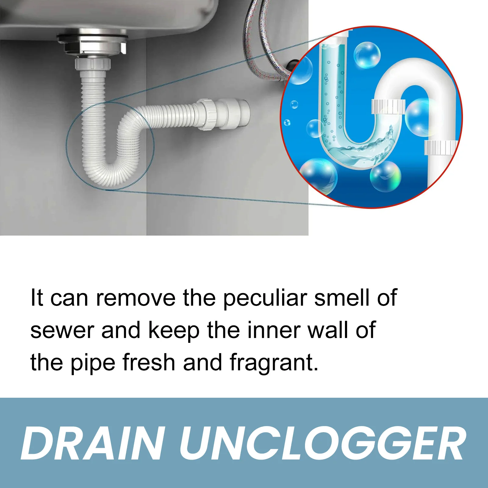 Jue-fish Organic Drain Cleaner Pipe-friendly Remove Odors Prevent Clogging Toilet Sink Bathroom Restoring Pipe Dredging Agents