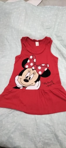Vestido de algodón de dibujos animados para niñas pequeñas, ropa de princesa roja, Minnie, verano, 1-6 años, nueva moda photo review