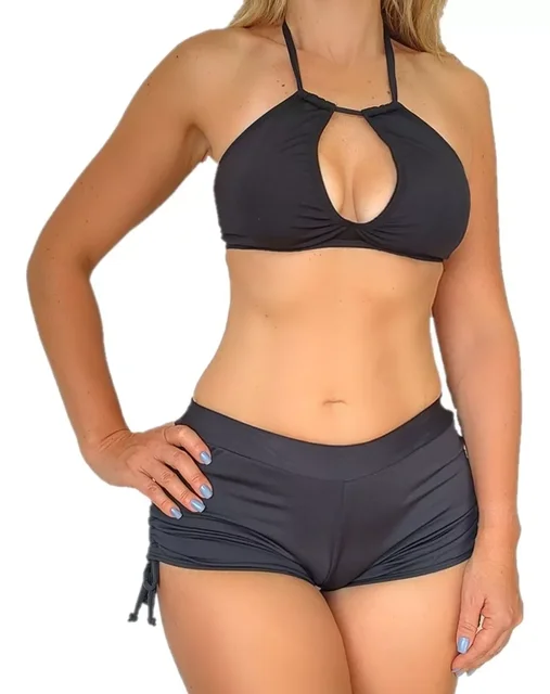 Biquíni Shortinho E Top Cropped Aberto