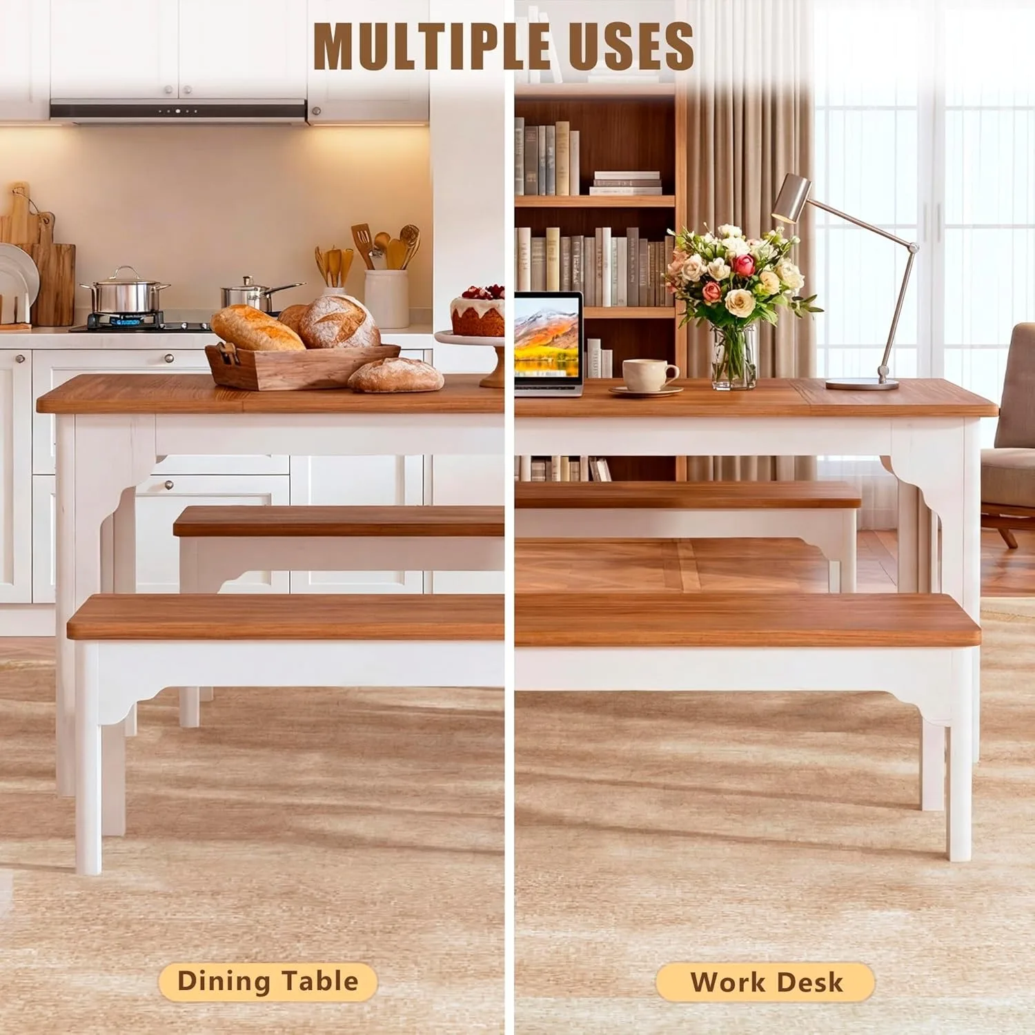 Farmhouse Dining Table Set 6