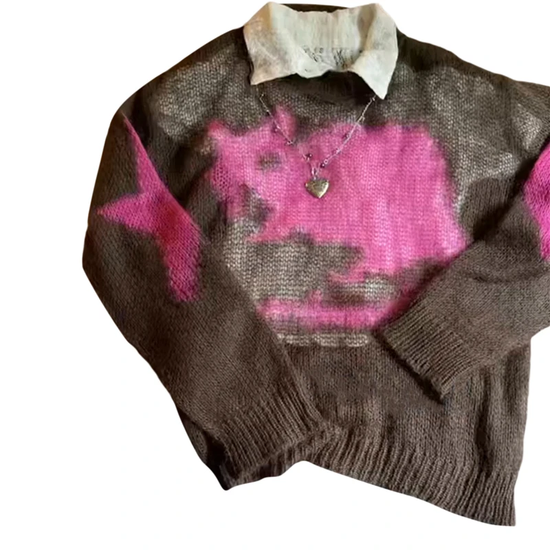 Sweater Pentagram Pattern Long Sleeve Tops y2k Aesthetic Grunge Fairycore Hollow Out Crochet Clothes 2000s Knitwear 15 Sweater Pentagram Pattern Long Sleeve Tops y2k Aesthetic Grunge Fairycore Hollow Out Crochet Clothes 2000s Knitwear