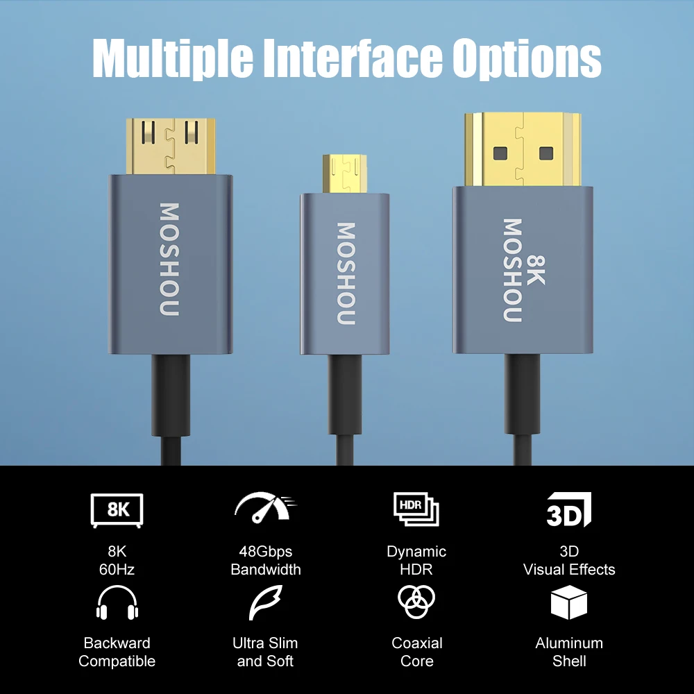 MOSHOU-HDMI 2.1 8K 60Hz Ʈ   ũ HDMI to HDMI 4K 120Hz HDMI to HDMI, ī޶ Xbox PS5 Ｚ QLED TV Ʈ