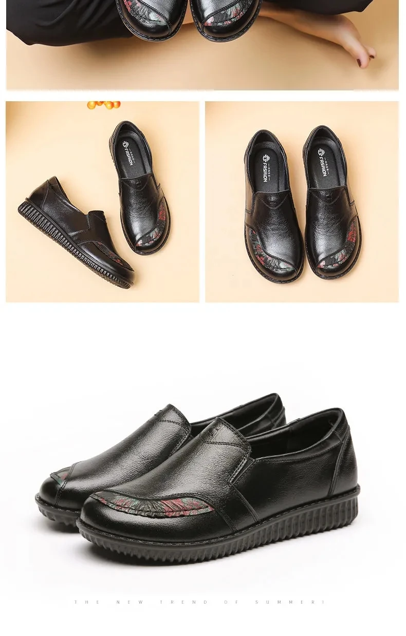 Luxus Bequeme Mama Schuhe frauen Müßiggänger Ballerinas Ältere Frau Echt Leder Mokassins Mom Vintage Schuhe Ohne Absätze – Detail 27