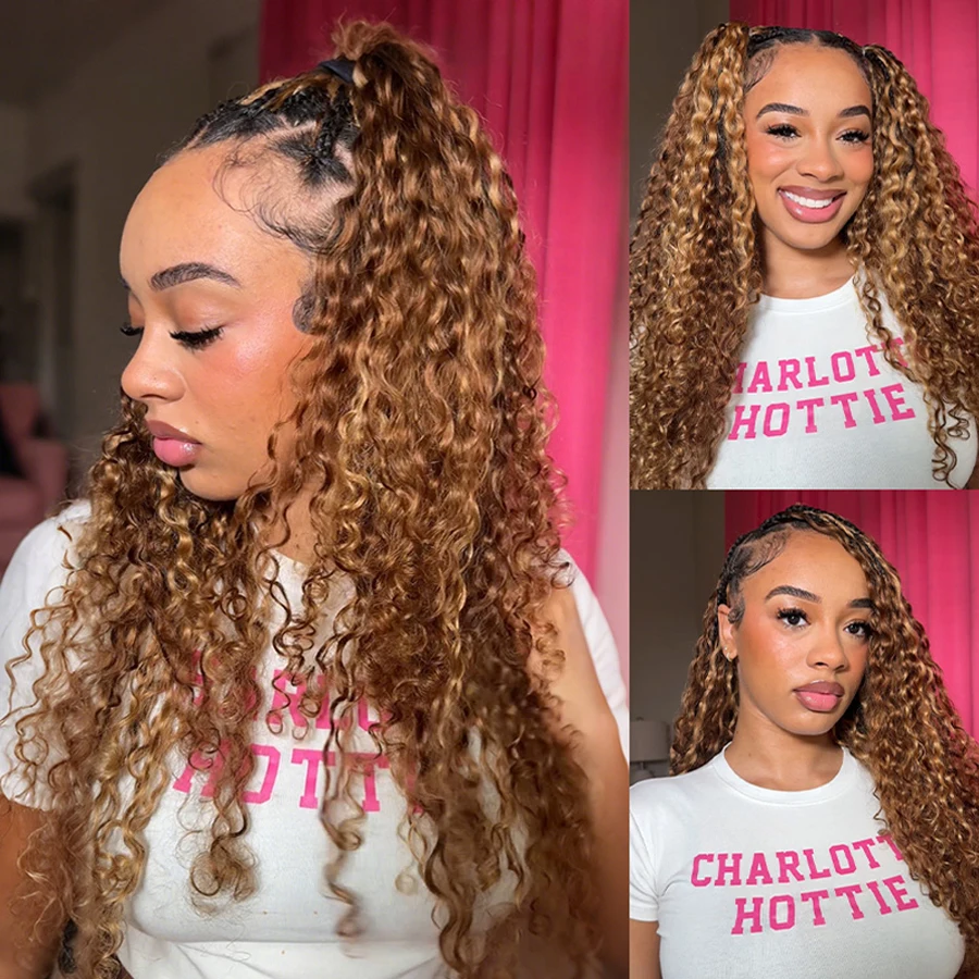 Treccia Boho a Crochet con Piume Riccioline Birmane di Colori Misti, Capelli Umani, Marrone con Highlights, Pre-annodate, Senza Nodi, Miracle Knots - immagine 2