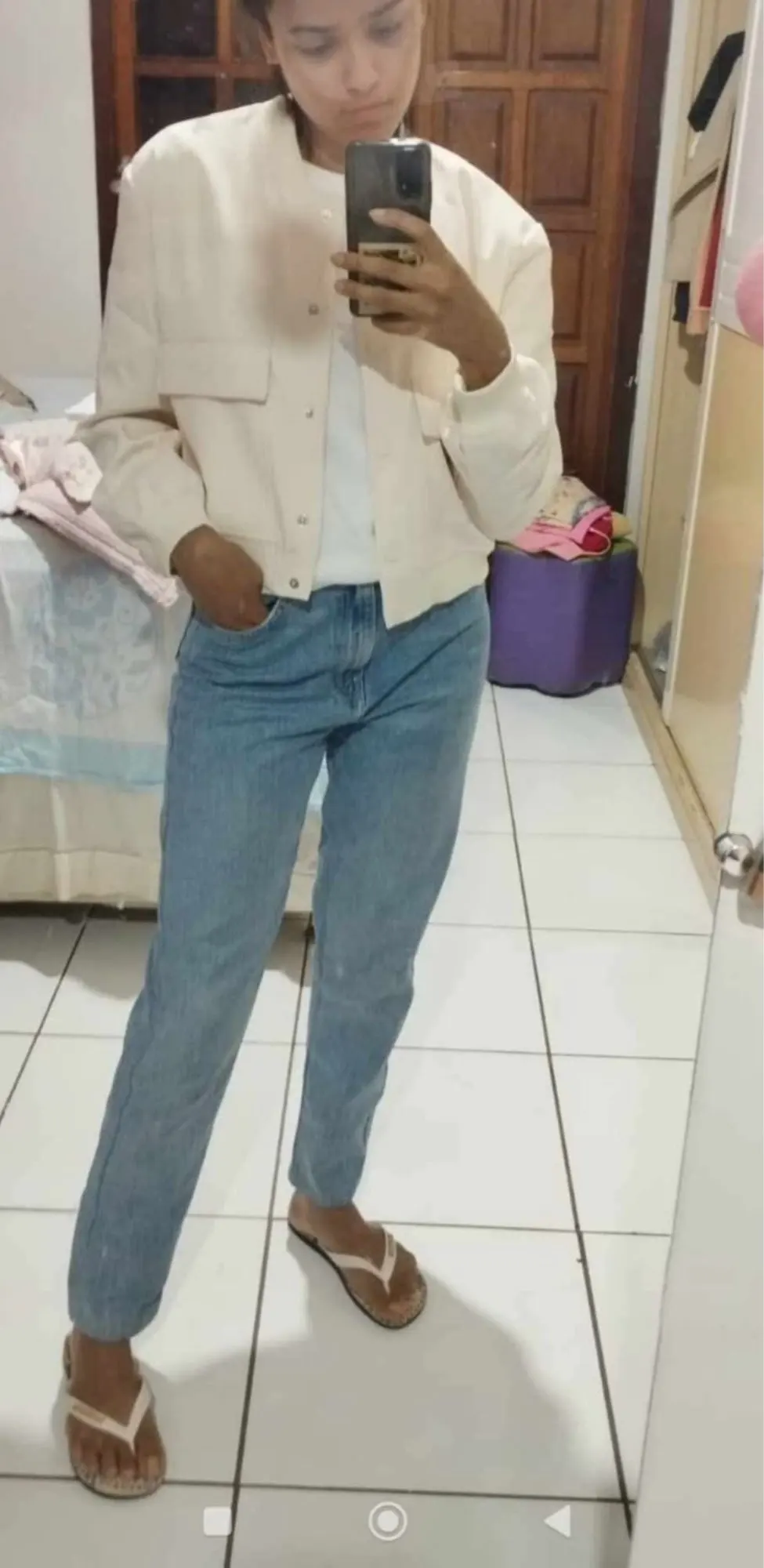 MUJER 2025 Woman Bomber Jacket White Autumn Winter Button Cropped Jackets for Women Fashion Long Sleeve Women Coats Outerwears photo review