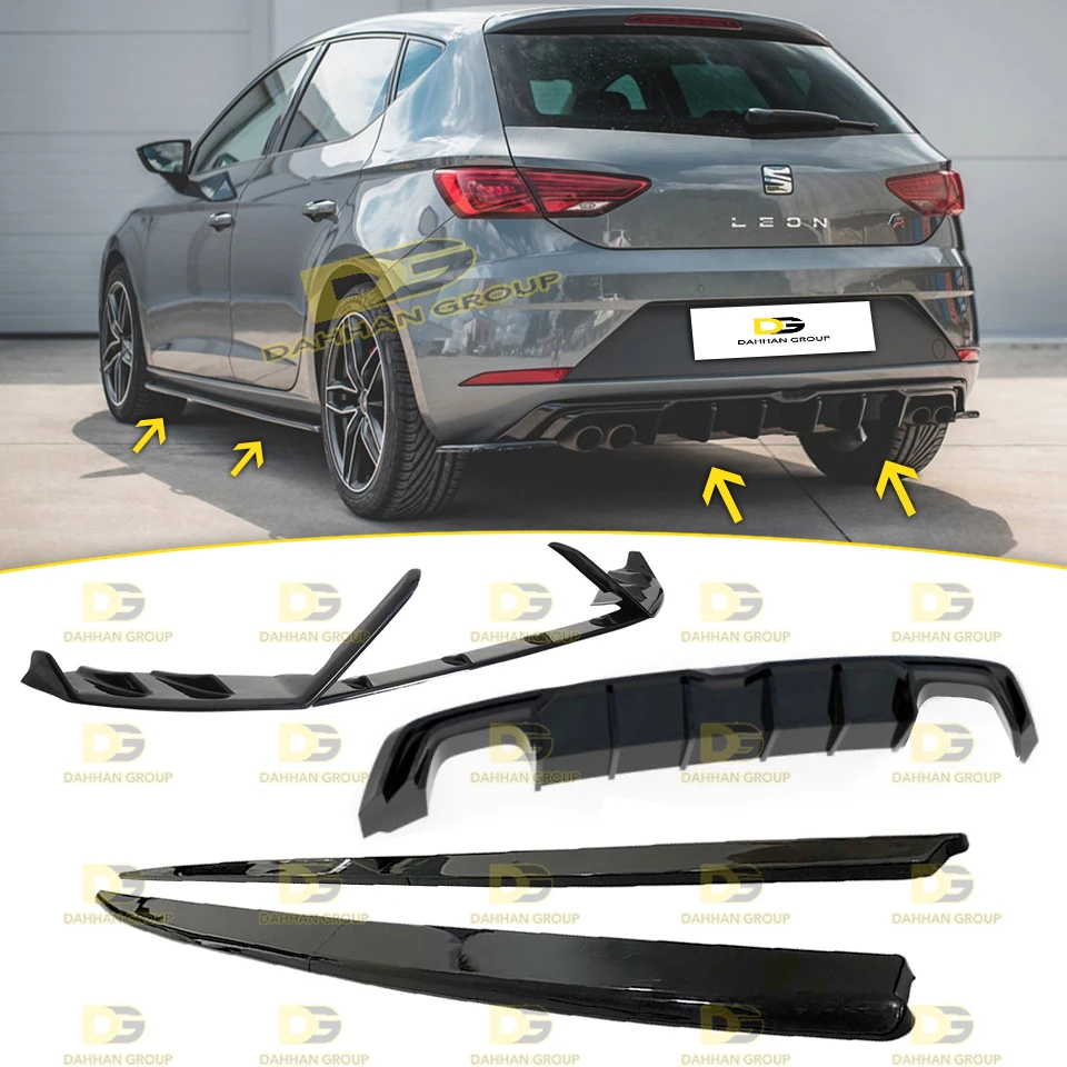 Seat Leon Mk3.5 2017 - 2020 Sport Bodykit Lenz E Maxton Design Anteriore Lip Splitter Gonna Laterale Estensioni Spoiler Diffusore Posteriore