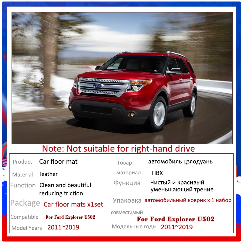 Tappetini Auto SHINJEW Per Ford Explorer 7 Posti 2015-2019, Set Completo In TPE, Antiscivolo, Per Tutte Le Stagioni - 5