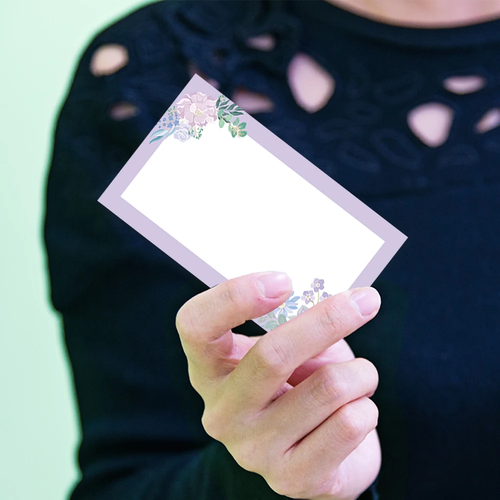 50개, 보라색 꽃 빈 메시지 카드, 포켓 카드, 명함, 빈 인사말 카드, 중소기업 용품, 선물 태그