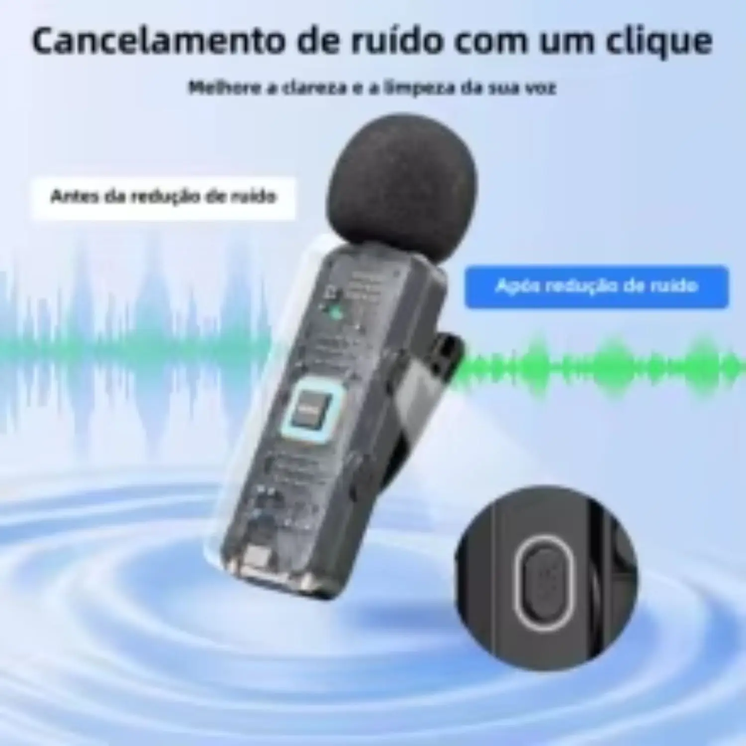 마이크로폰 sem fio lapela com cancelamento de ruido 마이크로폰은 셀룰러 및 카메라 스트리밍 브이로그용으로 재생됩니다.