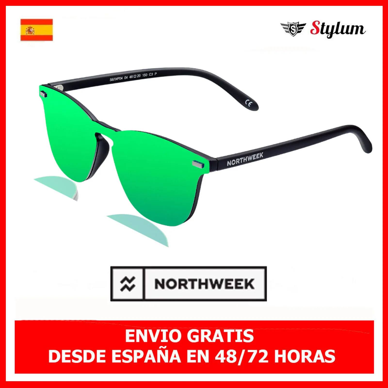 NORTHWEEK Unisex Adults’ Regular Phantom Venice Sunglasses 140.0 Green 