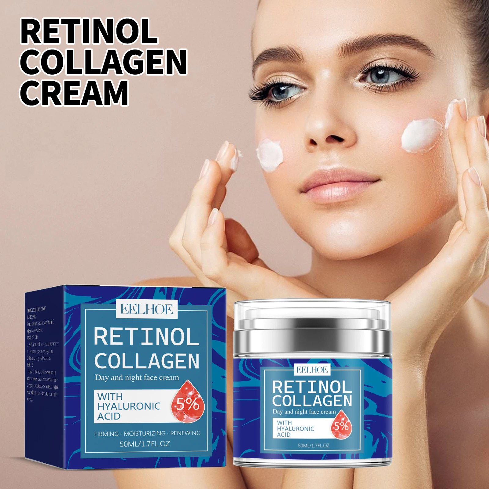 EELHOE Retinol Collagen Face Cream Fade Fine Lines Brightening Skin Tone Improve Skin Elasticity Tightening Face Care Cream