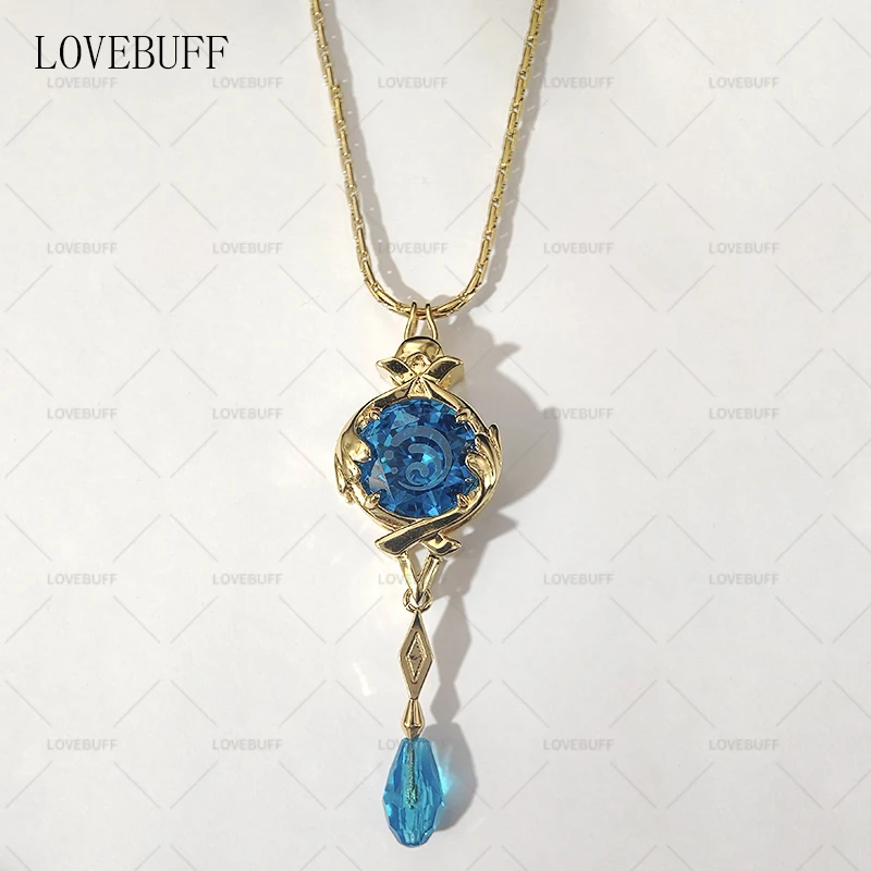 

LOVEBUFF Genshin Impact Fontaine Character Furina Hydro Vision Gem Pendant Long Necklace