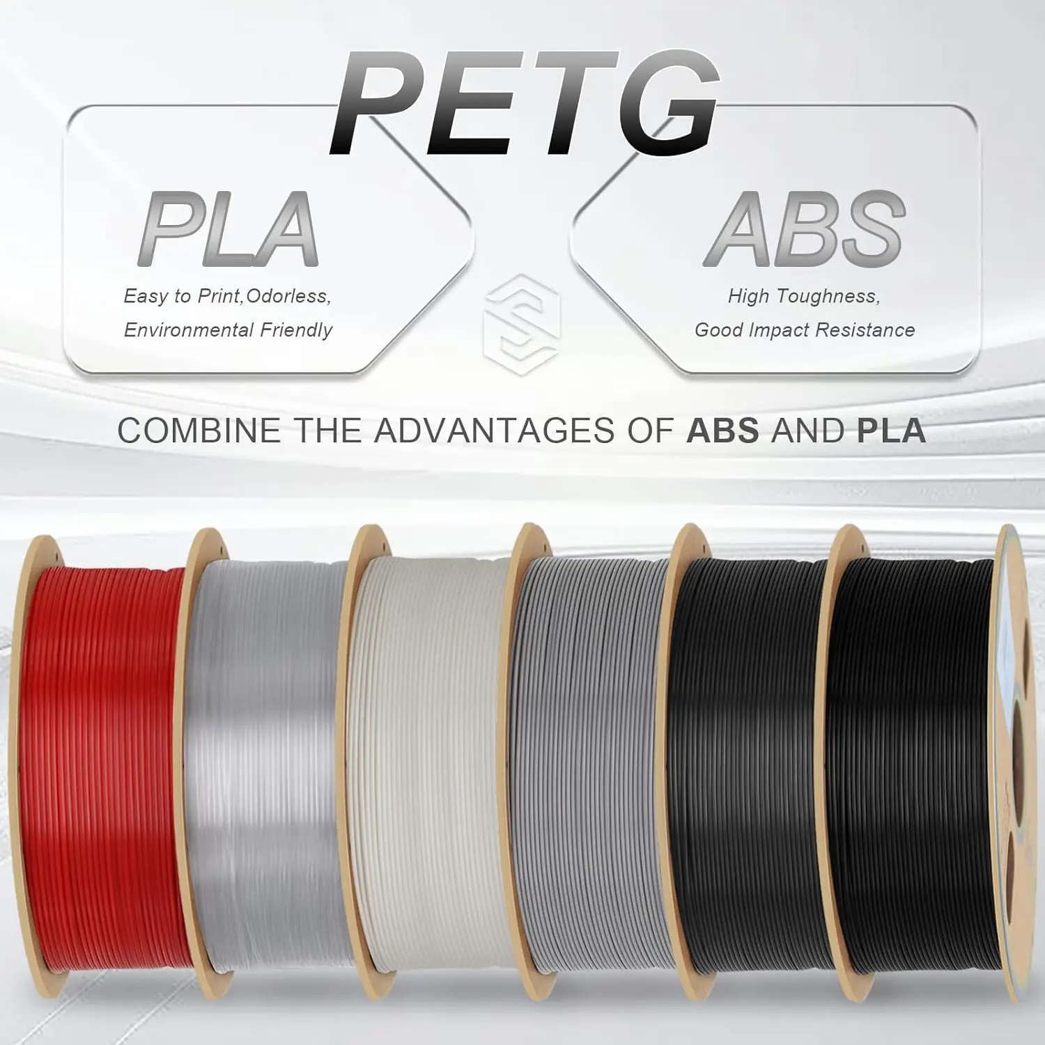 PETG 흰색, 검정색, 회색, 투명, 피부색, 분홍색, 3D 프린터 필라멘트 1.75mm 250g, 고강도, 뛰어난 레이어 접착력