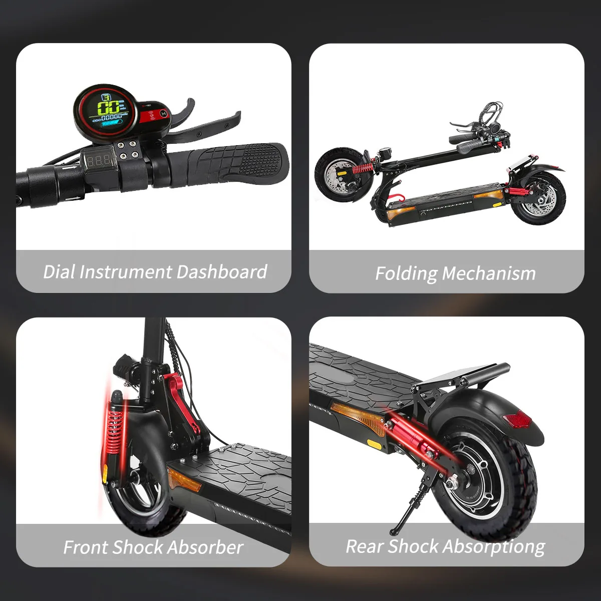 Electric Scooter Powerful 800w Motor 28Mph 48V 15Ah Electric Skateboard 22-28miles Long Range Foldable 2 Wheel Scooter US Stock