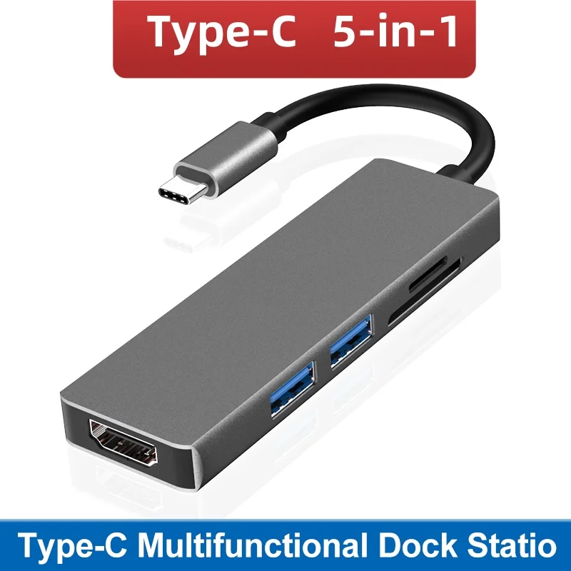 

5 in 1 Adapter Type -C Multifunctional Dock Station Hd mi USB3.0*2 TF/SD Notebook computer Hub