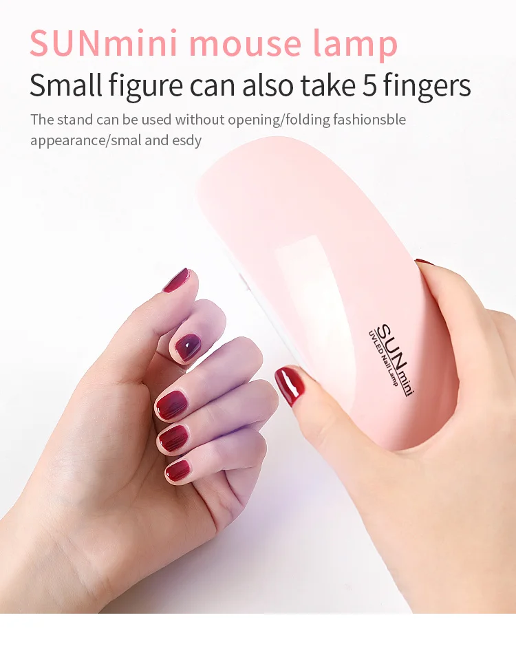 Aff97cd412d3a437697d0a3f92245056bq 6W Mini Nail Lamp UV LED Gel Polish Cured Pink White Nail Dryer Machine Portable USB Cable Home Nails Dry Tool for Gel Varnish